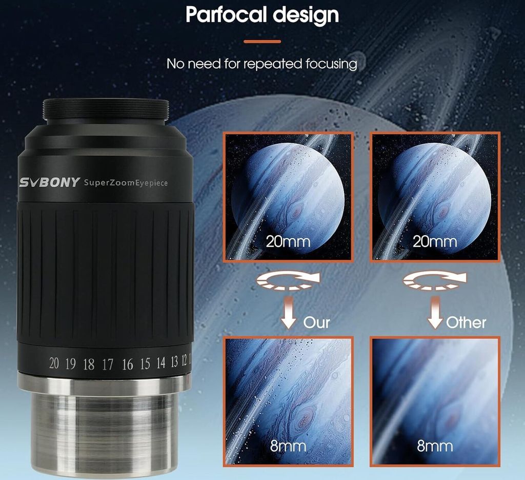 Svbony SV230 1,25" 8mm-20mm okulár teleskopu se zoomem, Obrázek produktu 6