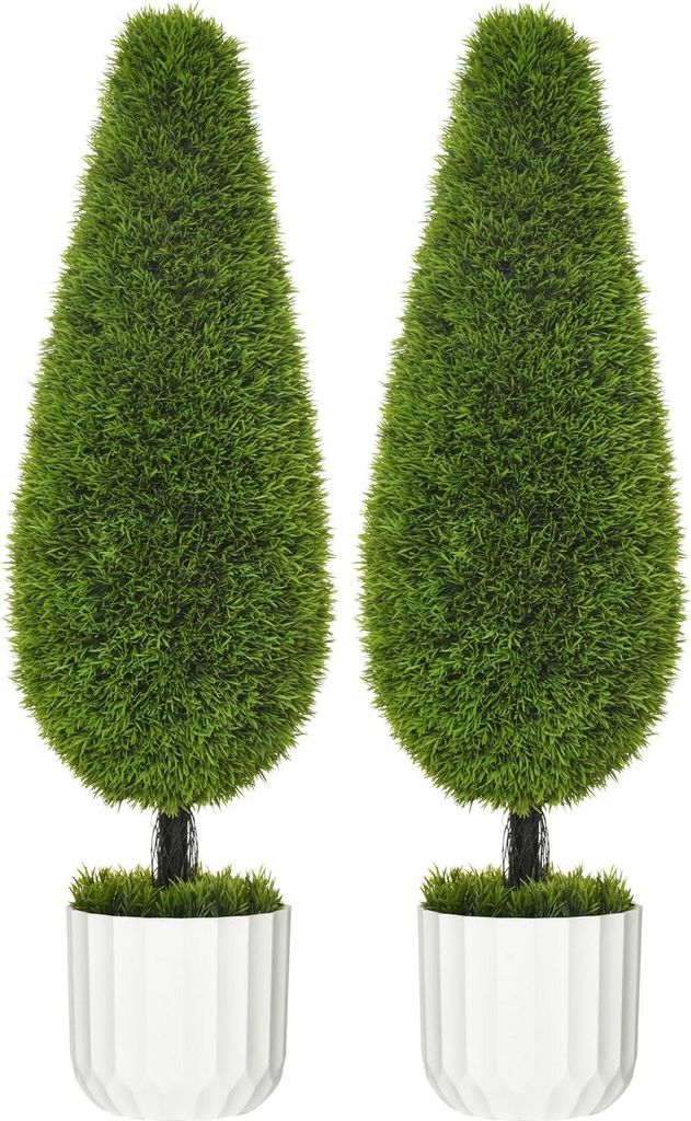 Kunstpflanze Zypresse 2Er-Set, 90 Cm Künstliche Pflanze, Kunstbaum Im Topf, Zimmerpflanze Mit Kunstmoos Für Indoor, Outdoor, Grün