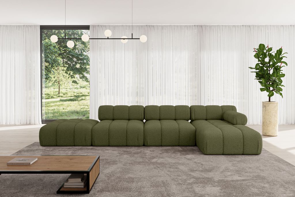 ALTDECOR Modulares Sofa Ecksofa in L-Form - Lizur-L2 - 380x160x70 cm Grün Corner modular Sofa Eckcouch Couch Wohnlandschaft Cauchsofa Polstersofa