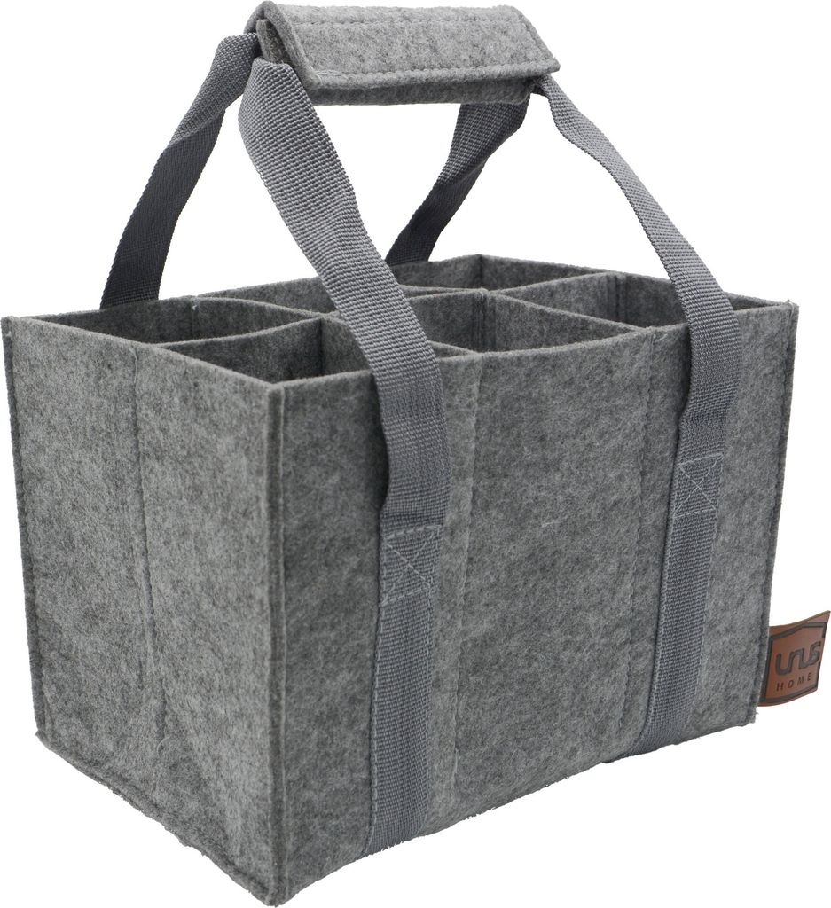 UNUS Flaschenträger 6 Flaschen Filz Flaschenhalter Männerhandtasche