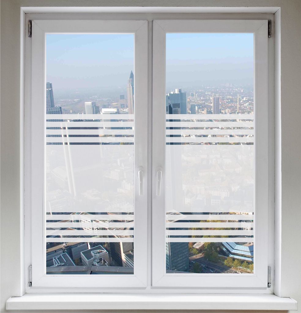 INDIGOS UG Folie für Duschkabine Bad Fensterfolie Dusche Glasdekorfolie Sichtschutzfolie Streifendesign satiniert blickdicht ORACAL - 1200mm Bre...