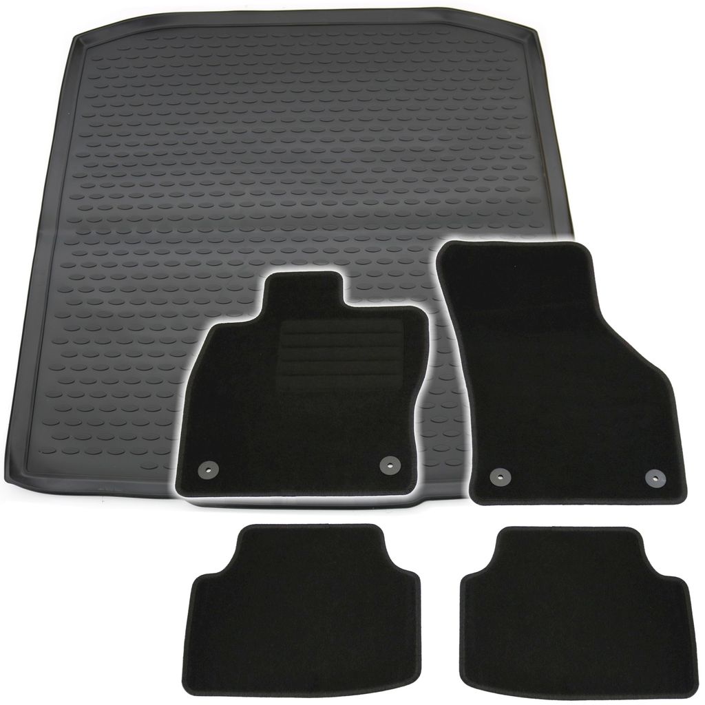 Gummi-Kofferraumwanne + Fußmatten Set für Skoda Octavia 3 5E, Bj. 5/2013-2019