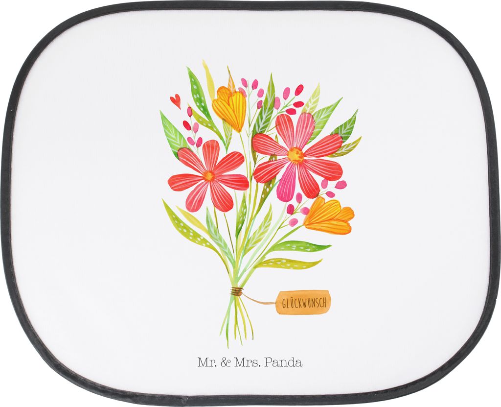 Mr. & Mrs. Panda Sonnenschutz Auto Blumenstrauß - Weiß - Geschenk, für Autoscheiben, Danke, Sonnenblende, saugnapf, Blumen, Blumengeschenk, Deko...