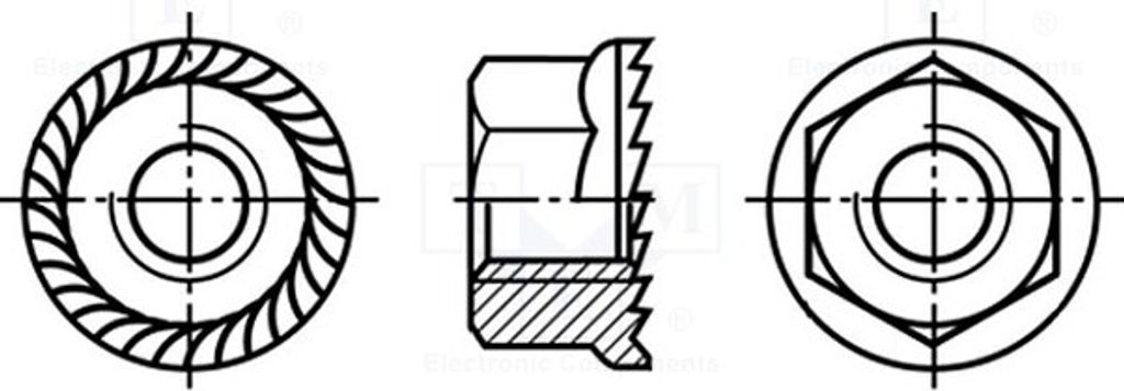 100x 0,8 mit Flansch M5 Beschichtung: Zink 5002133 n Sechskant