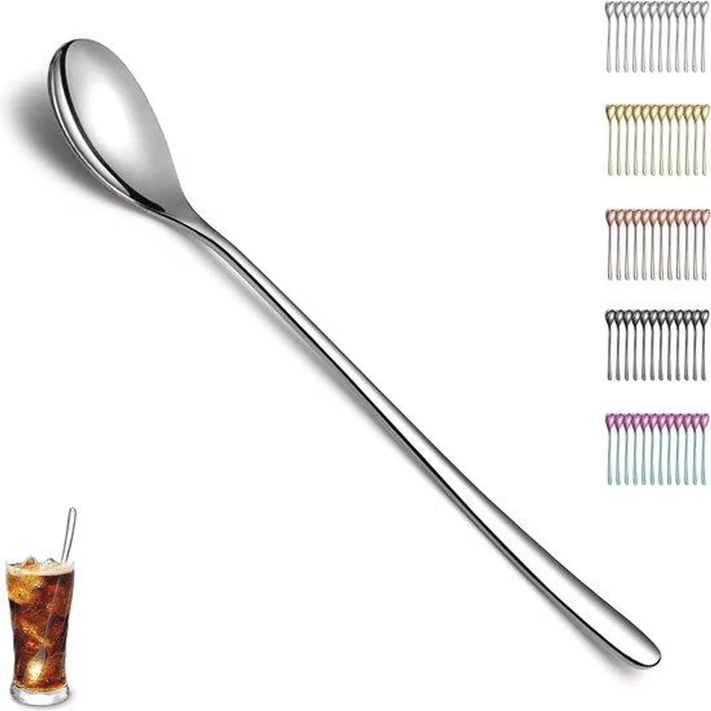 Lot de 12 cuillères en acier inoxydable pour thé café glace et cocktail