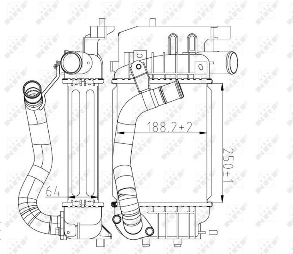 Ladeluftkühler Wärmetauscher-Prinzip 250 mm - 190 mm NRF für TOYOTA YARIS