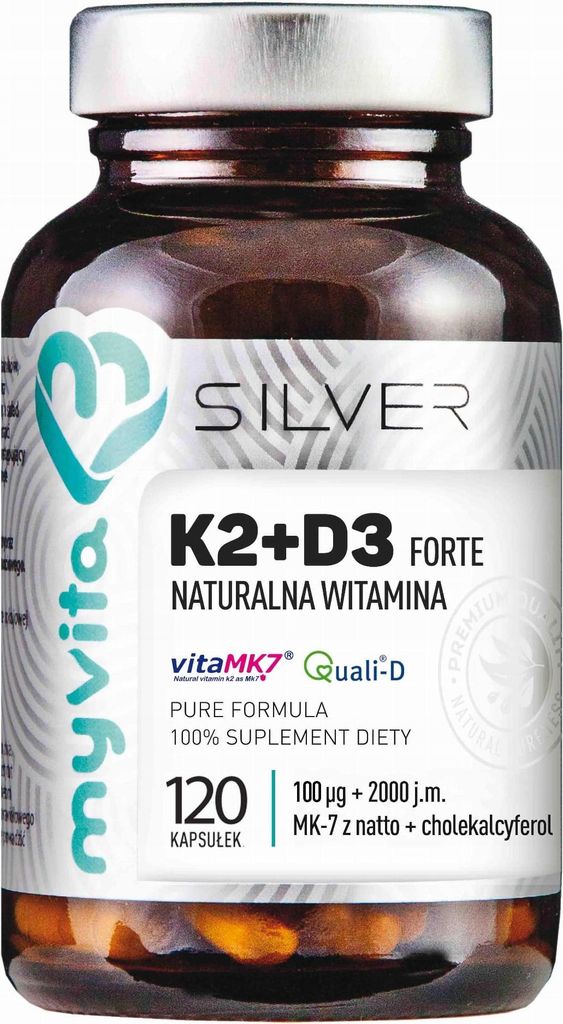 MyVita Silber Vitamin K2+D3 Komplex - 120 Kapseln für starke Knochen und Immunsystem