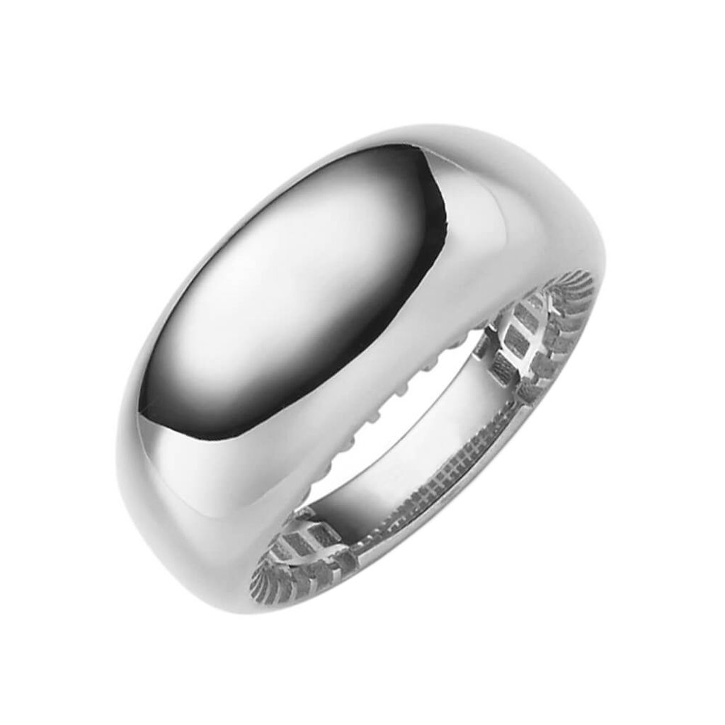 Ring Damenring mit Wölbung aus 585 Gold Weißgold Breite 10,5mm glänzend Innenumfang 52mm Ø16.6mm