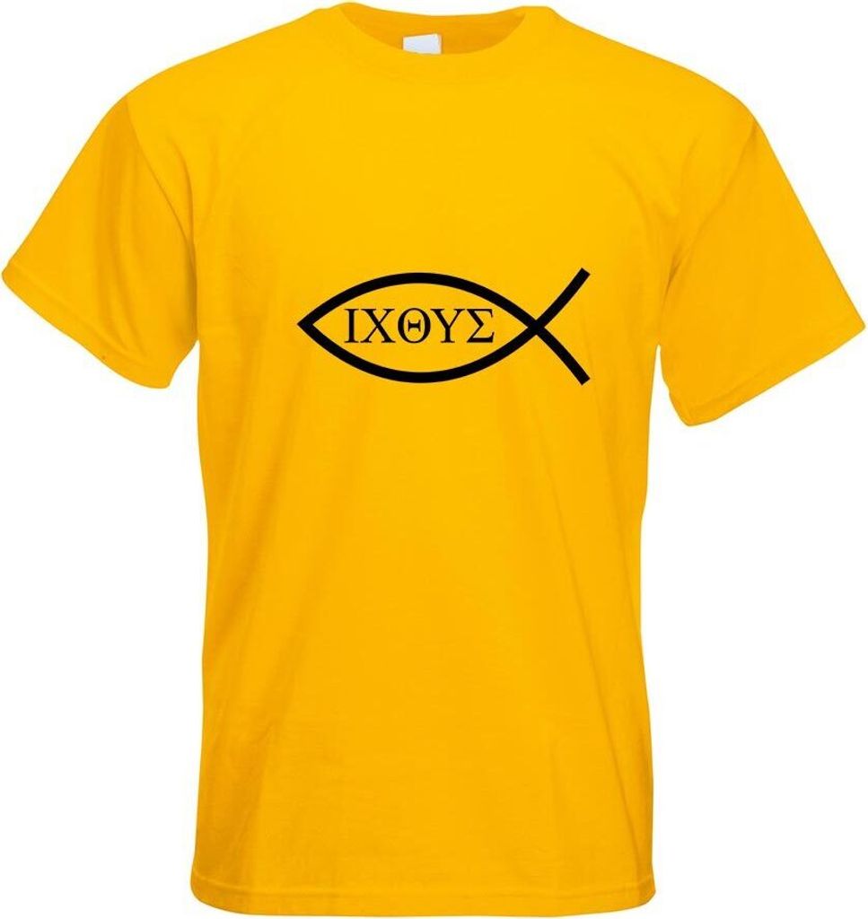 Kiwistar - T-Shirt - gelb - Christentum - Fisch Motiv Bedruckt Funshirt Design Print - mit Motiv Bedruckt - Funshirt Design - Sport - Freizeit - He...