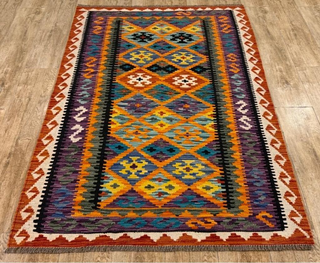 Teppich KELIM ORIGINAL | Farbe: Multi; Größe: 127x172 cm | strapazierfähig und leicht zu reinigen | Wohnzimmer | Schlafzimmer