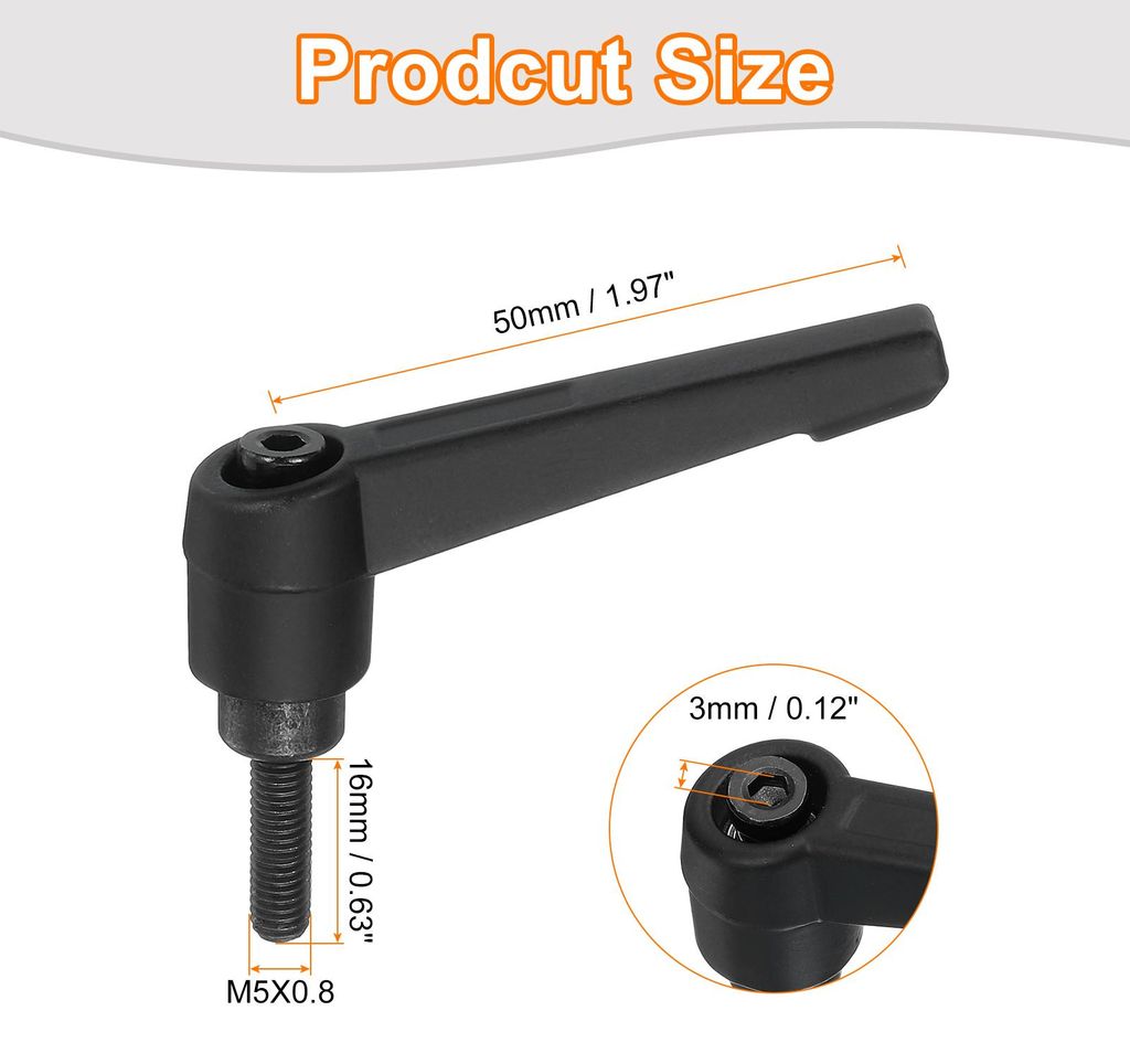 4 Stš¹ck M5 x 16mm Einstellbare Kn?pfe Griff M?nnliches Gewinde Druckknopf Ratschen Schnellspannende Drehbolzen fš¹r Drehmaschinen, Schwarz