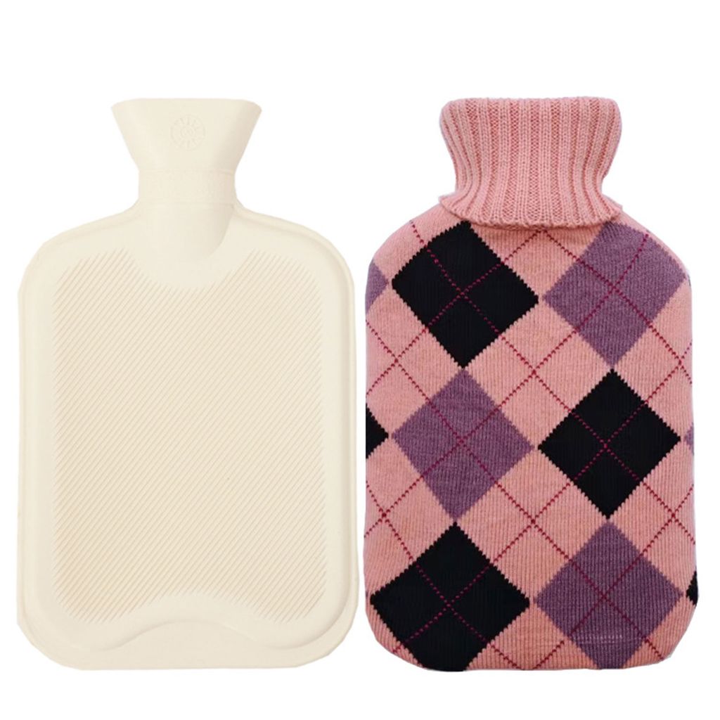 500 ml/1000 ml/2000 ml Heißwasserbeutel Wasserfüllung warmes Gummi-Liner Winter warme Wasserflasche mit Weihnachts-Elch-Druckabdeckung für Zuhau...