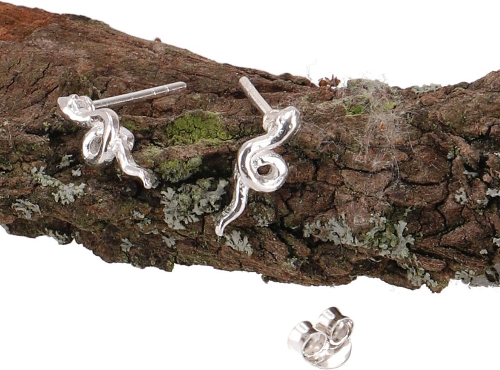 Ohrstecker, Silberohrstecker, Kinderohrringe - Cobra 2, Silber-Farben, SterlingSilber, 0,8*1 cm, Silberohrringe