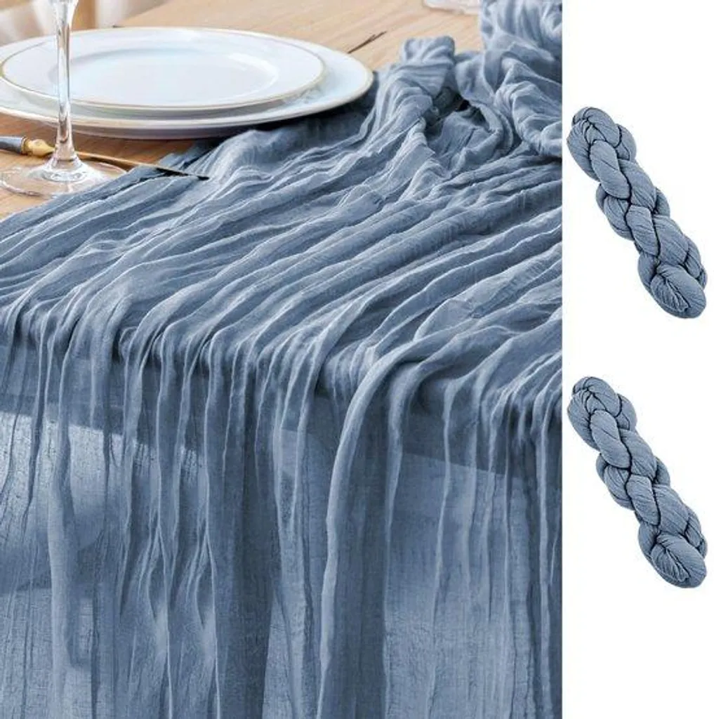 Décoration de Table Mariage Bohème Bleue : Lot de 2 Chemins de 3 Mètres