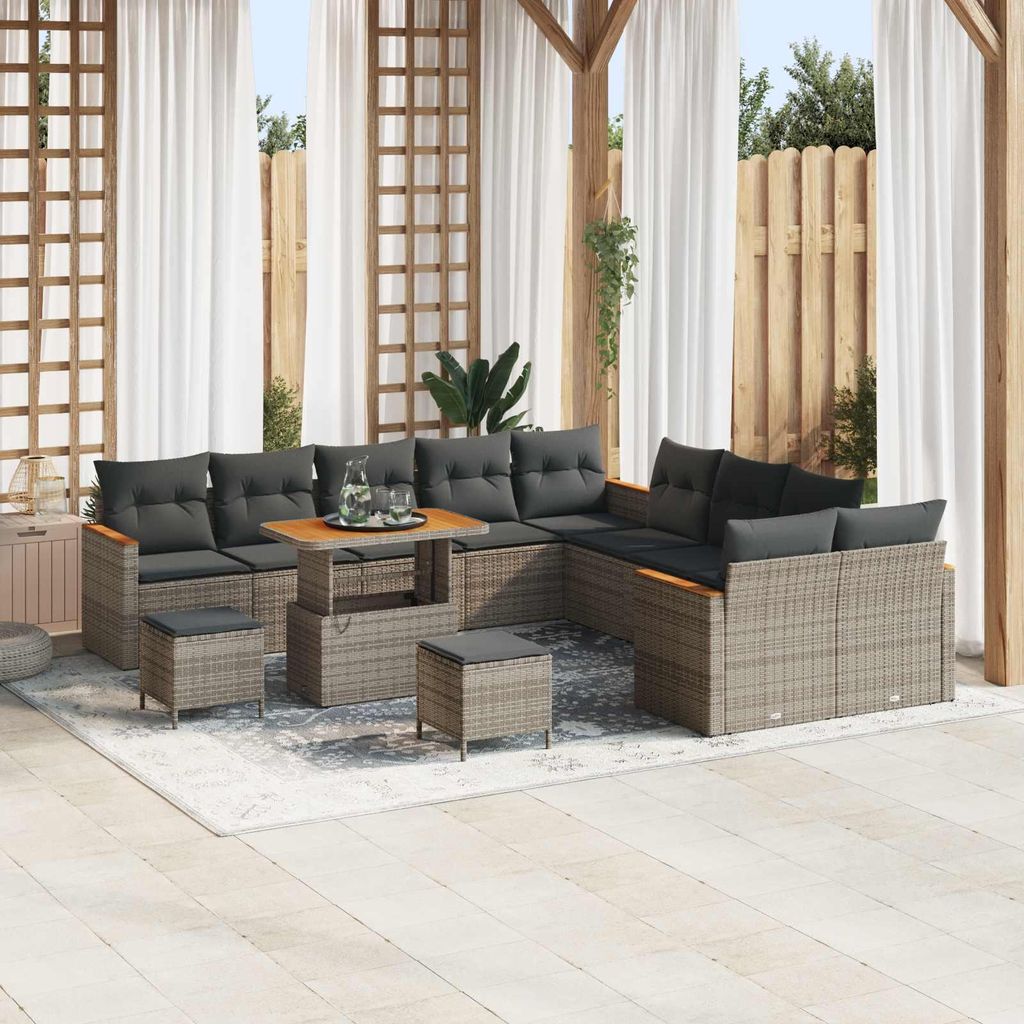 Maison Exclusive - Gartensofa-set 13 pcs Grau Poly-Rattan