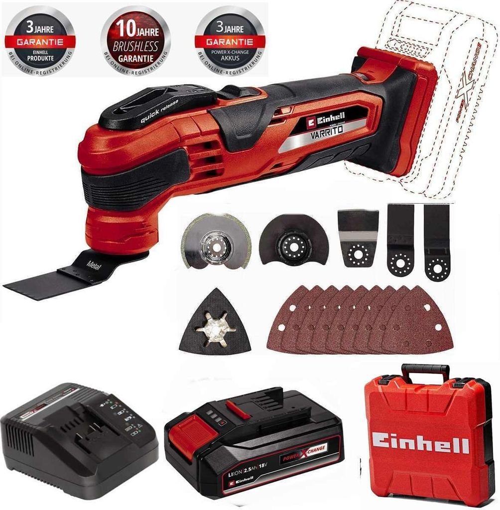 Einhell-Multifunktionswerkzeug VARRITO 18V Akku 2.5 Ah, Ladegerät, Koffer