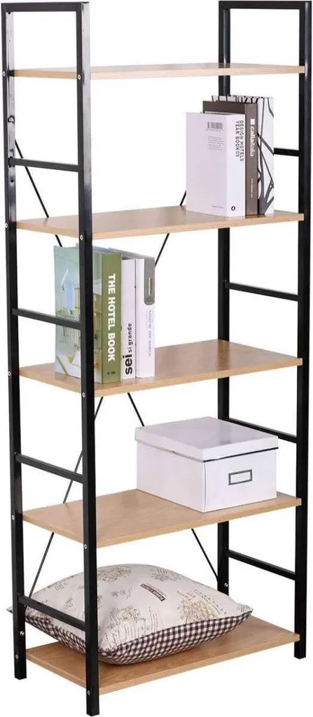 Étagère de Rangement 5 Niveaux Bois et Métal - Modèle Bolt Edge 148cm