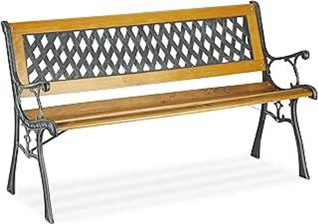 Panca da Esterno Rustica 125 cm | Arredo Balcone in Legno e Ghisa