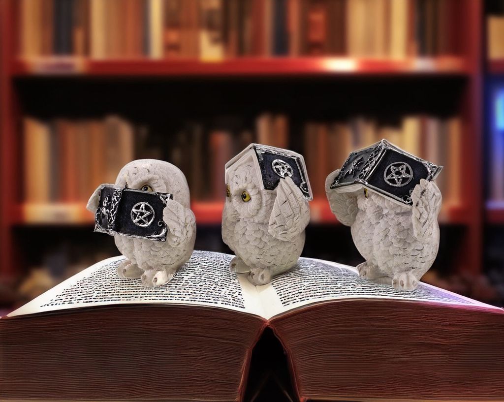 3er Set Dekofiguren Eulen Nichts Hören Sehen Sagen Polyresin Weiß Deko Figuren