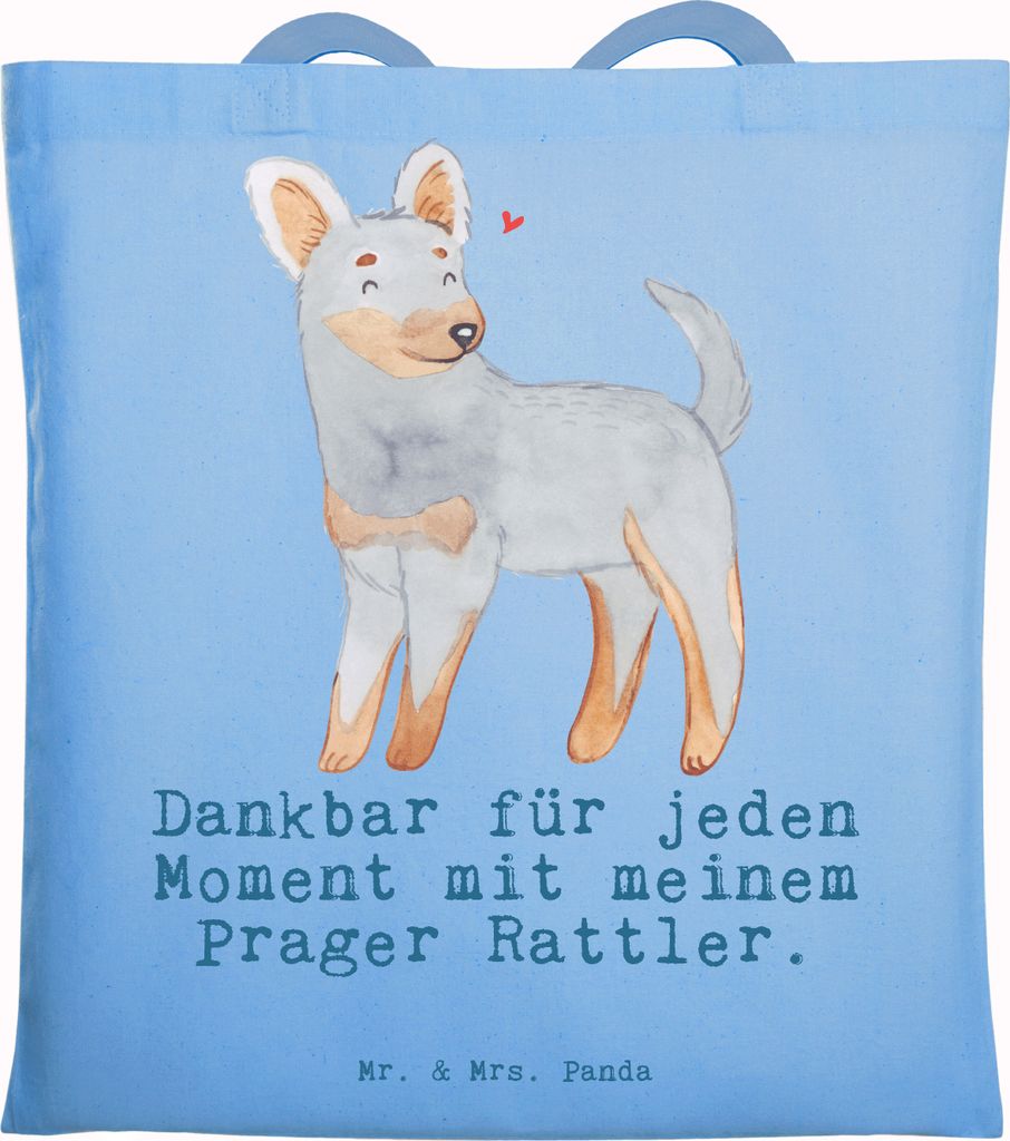 Mr. & Mrs. Panda Shopping Tasche Prager Rattler Moment - Sky Blue - Geschenk, Tragetasche, Tote Bag, Laptoptasche, Pincher, Jutebeutel, Uni