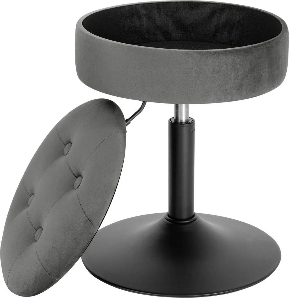 Tabouret de Cuisine Gris pour Petit Espace avec Coffre de Rangement