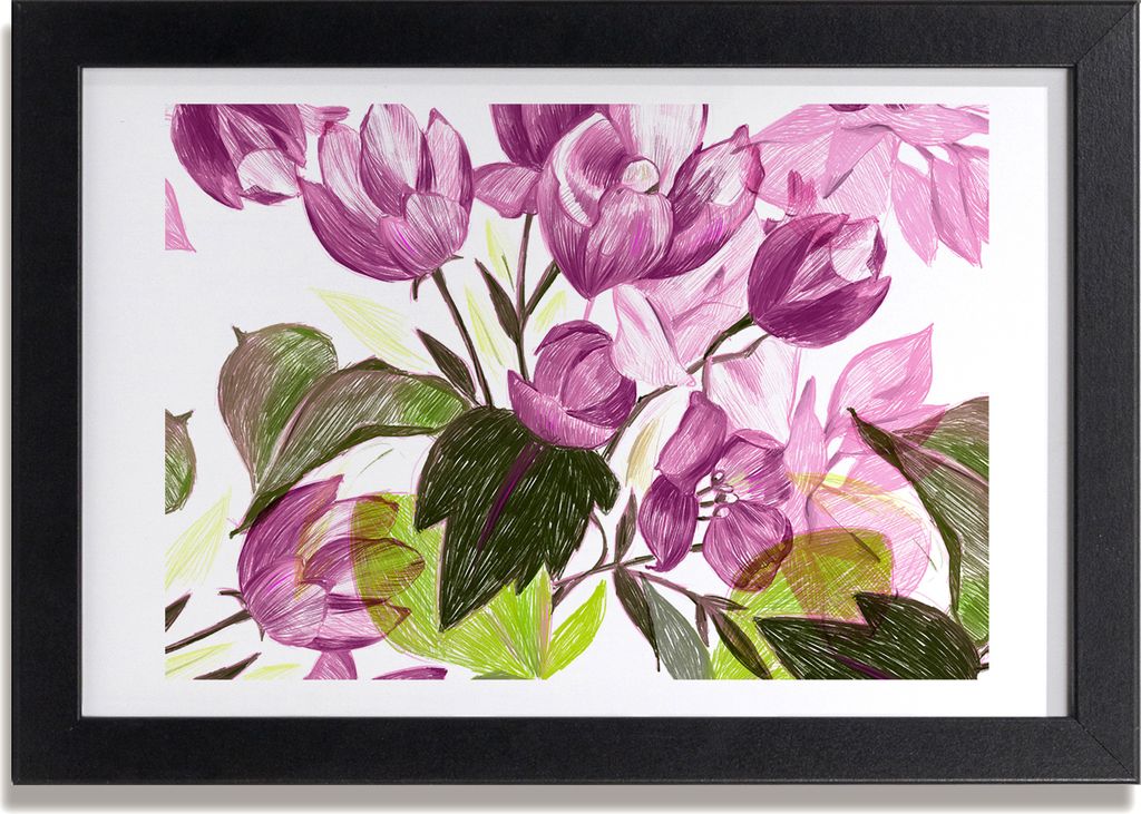 Bild 30x20 MDF-Rahmen, Wandkunst Blumenmuster