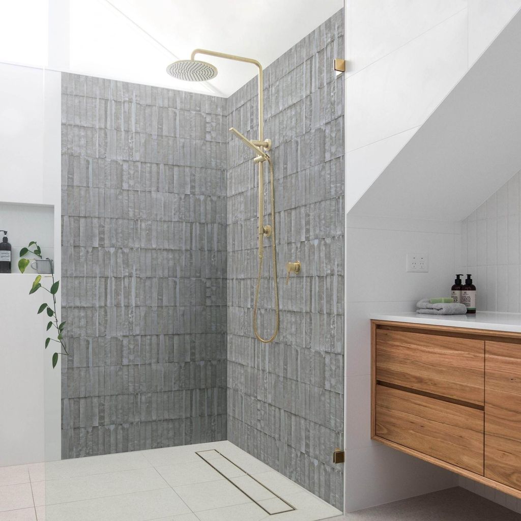 Duschrückwand mit Motiv selbstklebend - 0.35 mm Wandpaneel wasserfest Zement grau Steinoptik Industrial Badrückwand fugenlos Smart matt 90x210 cm