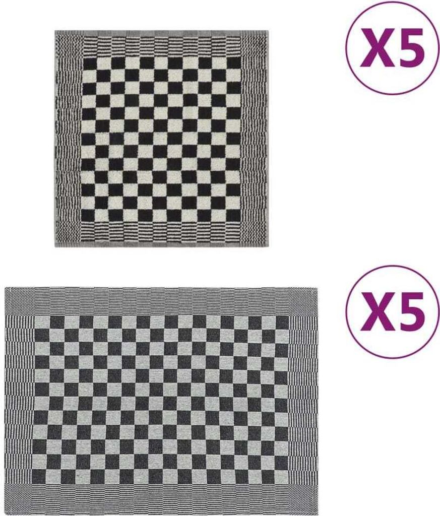 "2026 Promotion" 10-tlg. Handtuch-Set Schwarz und Weiß Baumwolle - Duschtücher CC397