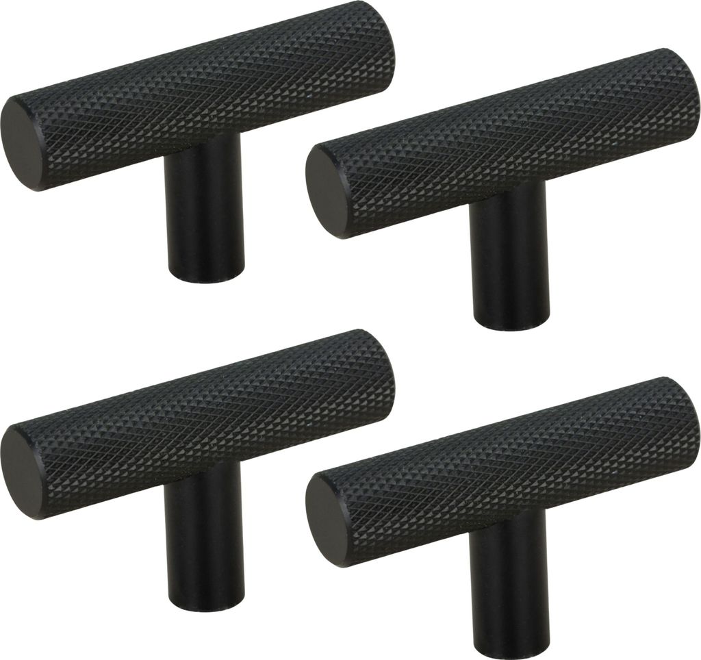4er-Set Mattschwarze Reling Möbelknöpfe aus Aluminium – Elegante, funktionale für Schränke und Schubladen, ideal für moderne Inneneinrichtun...
