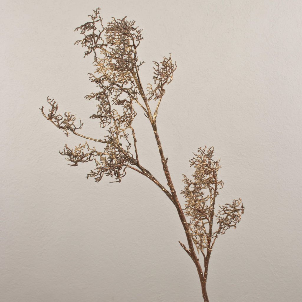 artplants.de Künstlicher Fukientee Zweig JARVAN, Glitzer, Kupfer, 110cm - Kunst Fukientee Zweig