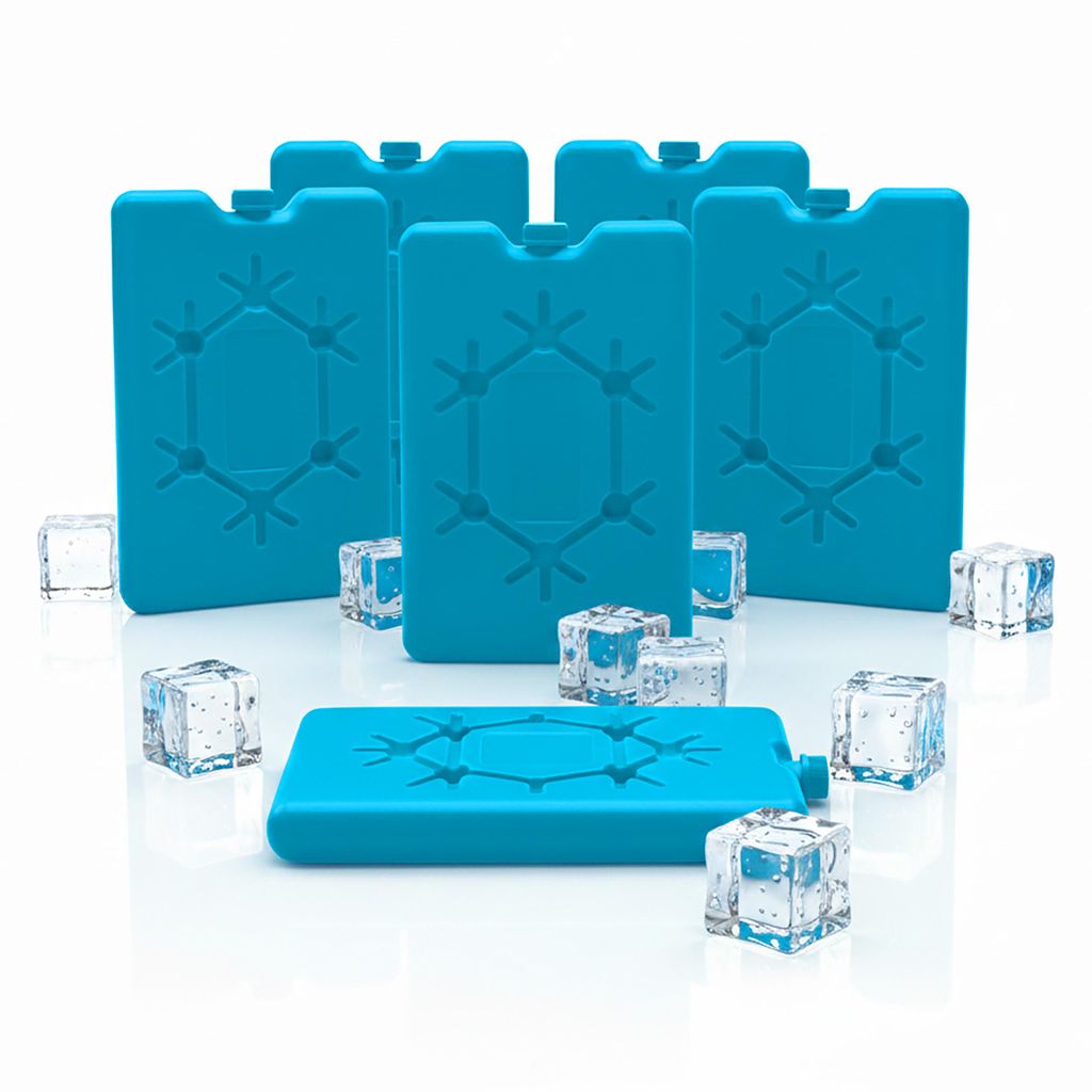 Kühlakkus 6er Set blau - je 16 x 11 cm / 265 ml - Kühl Element mit flachem Design - Kühlpack Eispack flach für Kühltasche Brotdose Camping Pic...