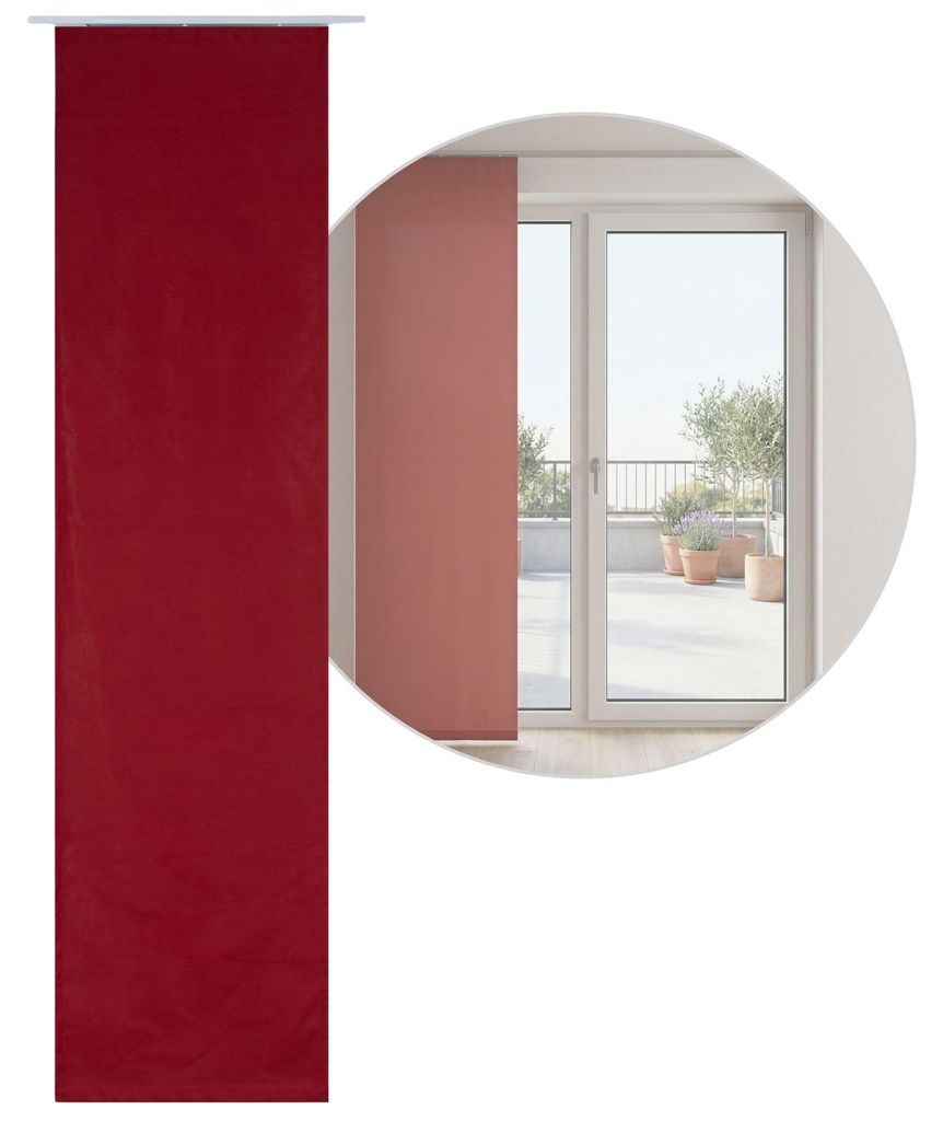 Beautex Blackout Schiebegardine blickdicht, inkl. Zubehör, Größe und Farbe wählbar,60x245cm,Rot