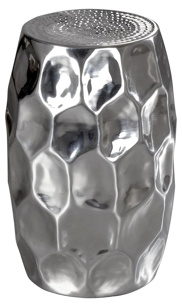 Design Beistelltisch rund 30 cm Metall Silber - Orientalischer Wohnzimmertisch aus Aluminium - Kleiner Couchtisch - Dekotisch