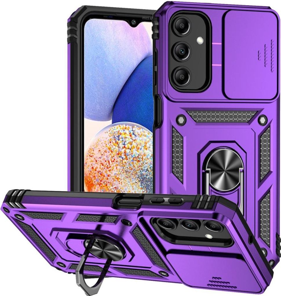 Samsung Galaxy A15 Hülle - Coverup Armor Ring Ständer Back Cover mit Kamera Schutz - Violett