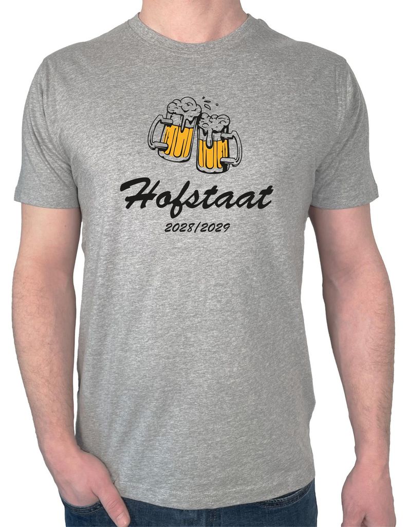 Huuraa Herren T-Shirt Hofstaat 2028/29 Bierkrug Schützenfest M Sport Grey Bio Baumwolle Fairtrade Herrenshirt Geschenkidee