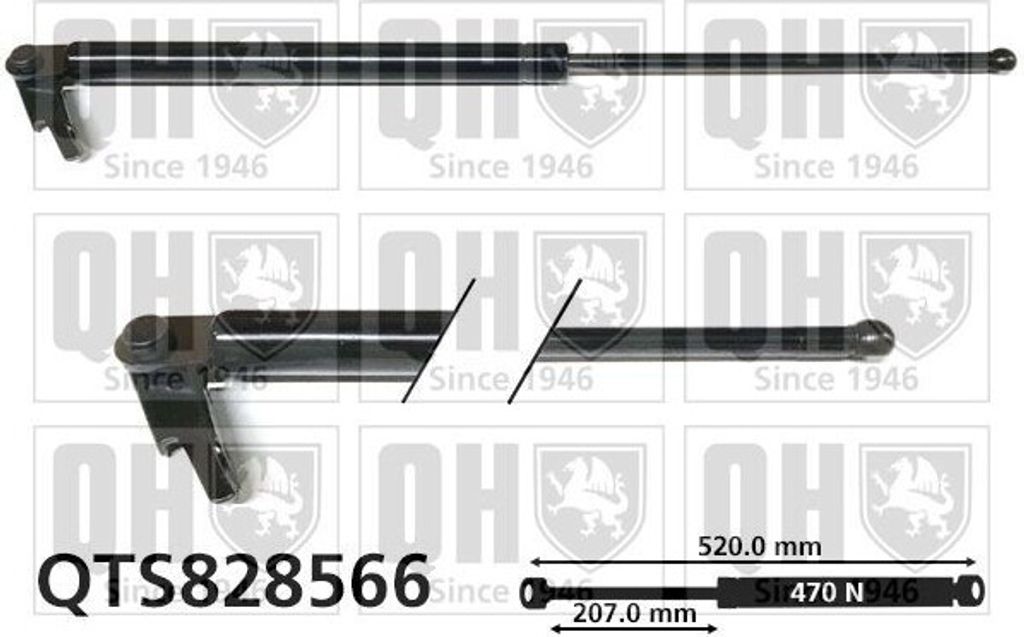 QUINTON HAZELL QTS828566 Gasfeder Heckklappendämpfer für SUBARU FORESTER (SH) 520mm