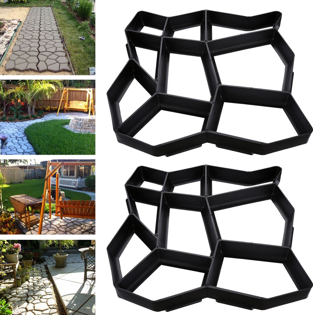 Jopassy 2X Pflasterform Gehweg DIY Betonpflaster Schwarz Gießform Garten Schablone Schalungsform