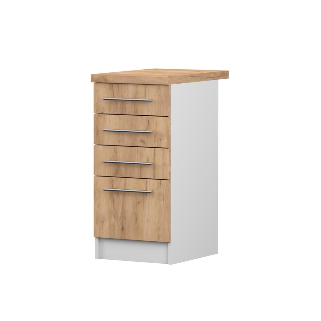 Unterschrank INEZ II, Küche, Küchenschrank 40 cm Weiß/Craft Produktbild 