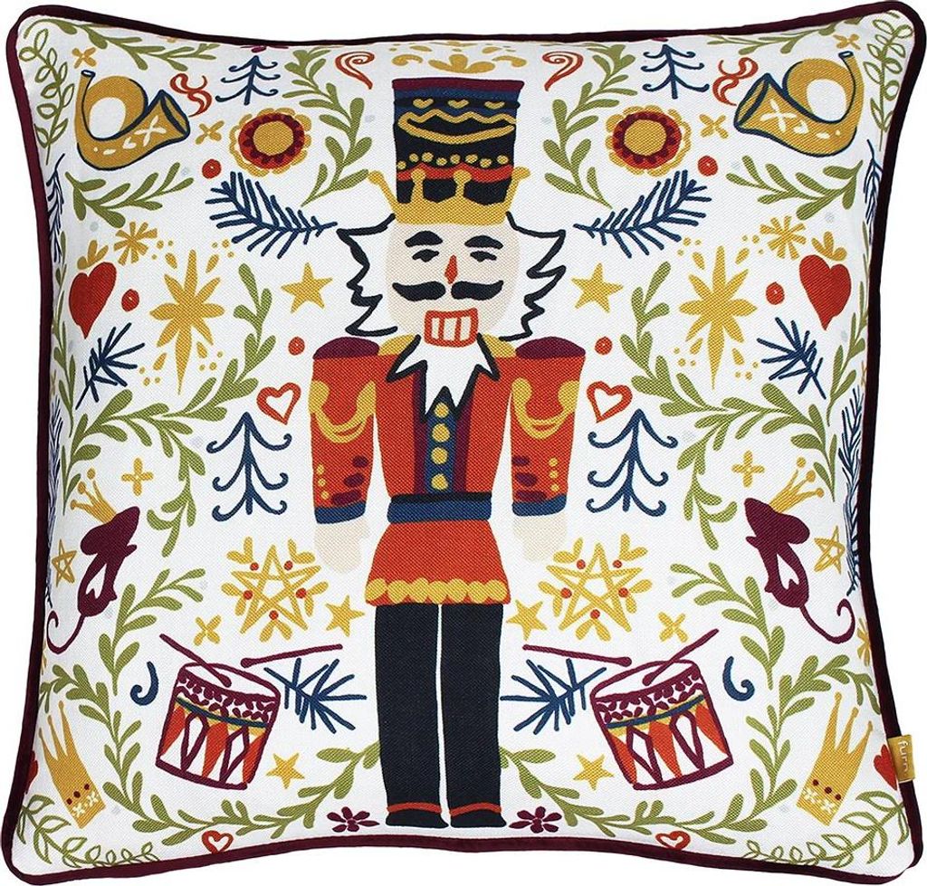 Furn - Nußknacker - Kissenhülle "Classic", weihnachtliches Design bestickt RV3550 (43 cm x 43 cm) (Bunt)