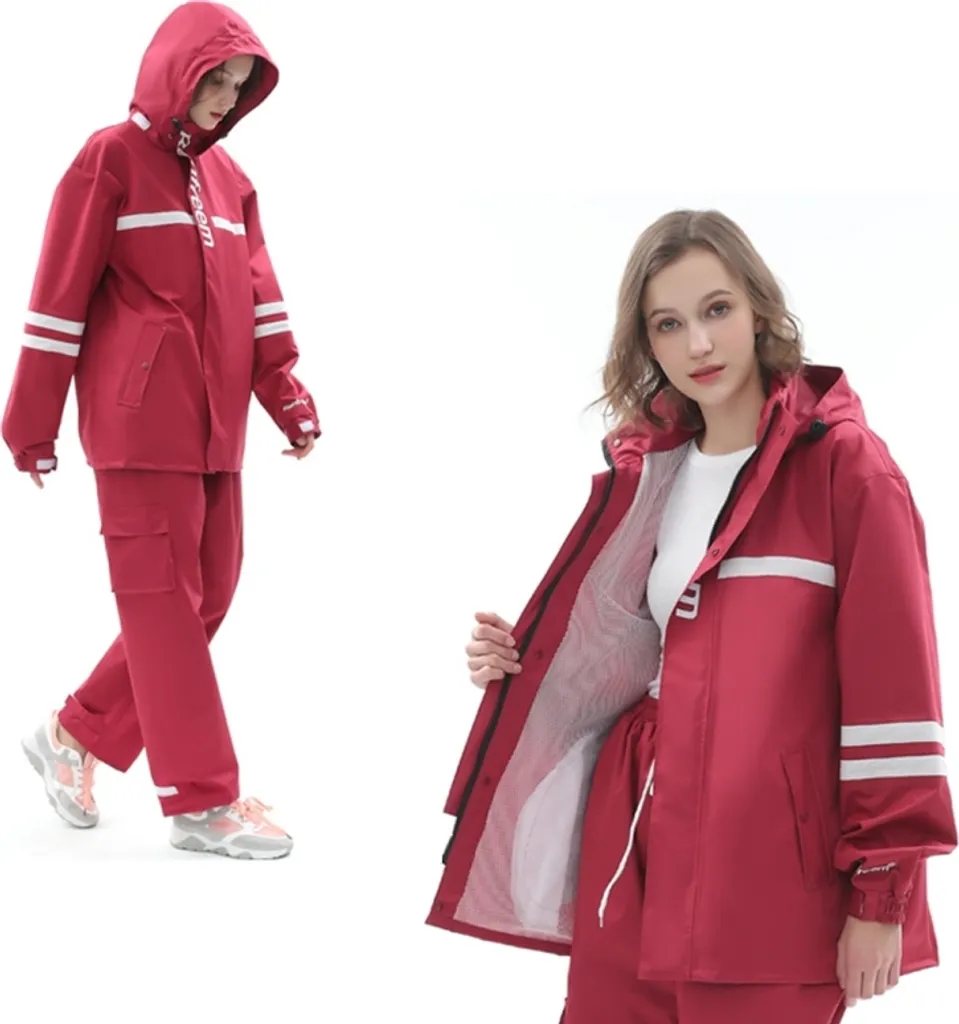 YOSUWOAI Regenanzug 2-teilig - Wasserdichter Regenmantel & Hose Camouflage