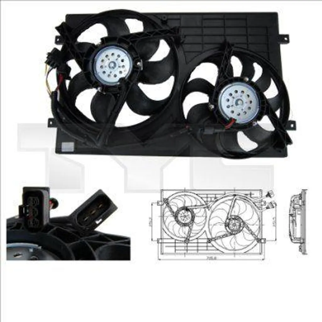Ventilateur de radiateur robuste 290mm pour Skoda Fabia et VW New Beetle