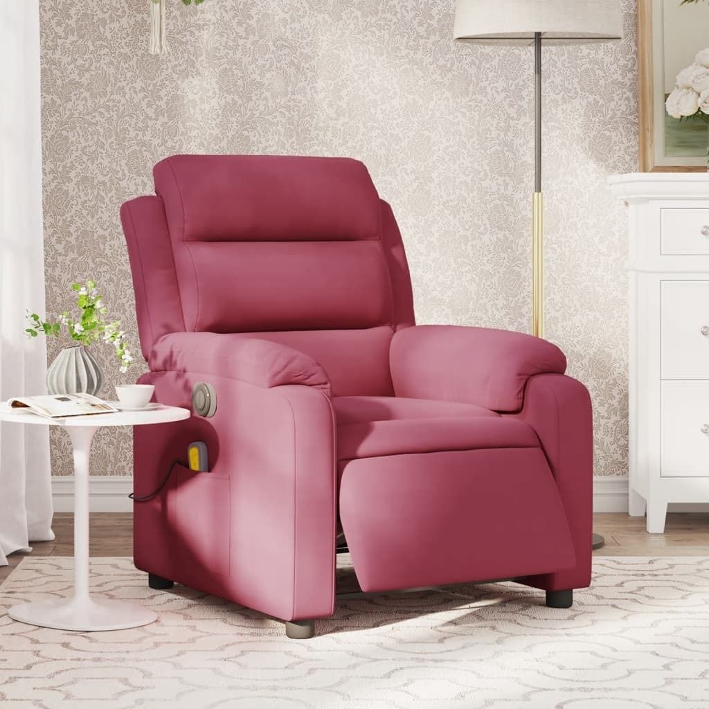 Maison Exclusive - Massagesessel Elektrisch Weinrot Samt