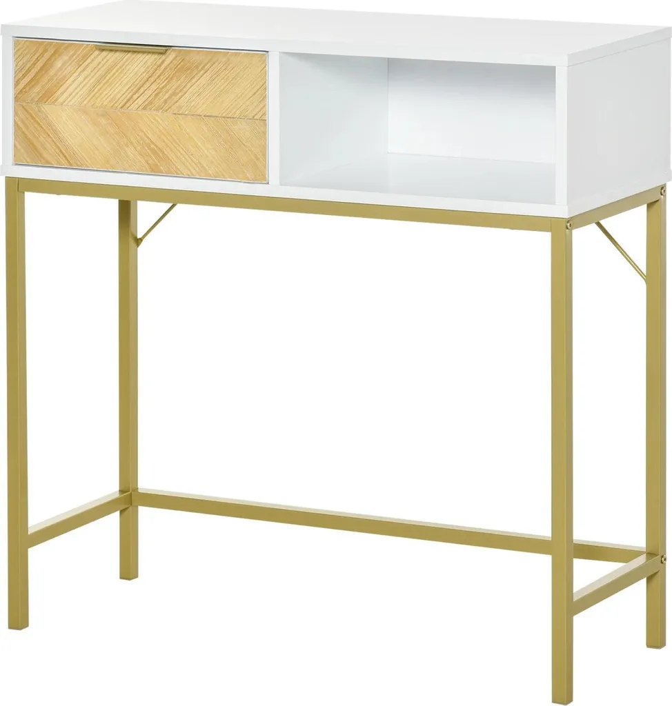 Meuble console d'entrée anti-désordre avec tiroir et grande étagère