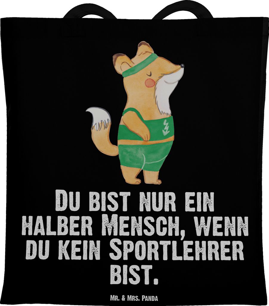Mr. & Mrs. Panda Tote Bag Sportlehrer Herz - Schwarz - Geschenk, Schultasche, Tasche, Tragetasche, dokumententasche, Shopping