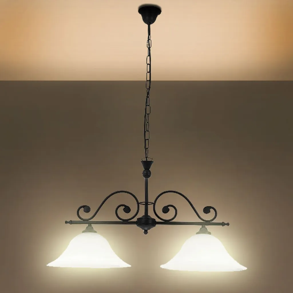 Lustre 2 Spots Rabalux 7777 Dorothea E27 Noir et Blanc Design 72cm - 5