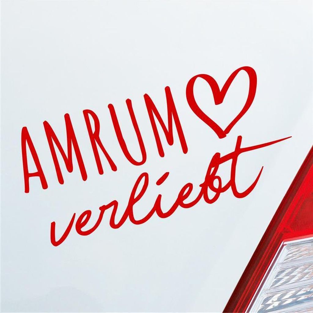 Auto Aufkleber Amrum verliebt Herz Insel Nordsee Liebe Car 19x9 cm Rot Sticker Heckscheibenaufkleber
