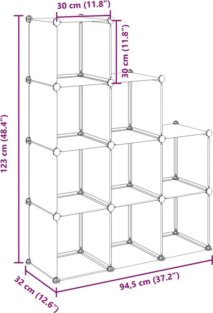 Meuble de rangement 9 cases modulables en plastique PP transparent - 8