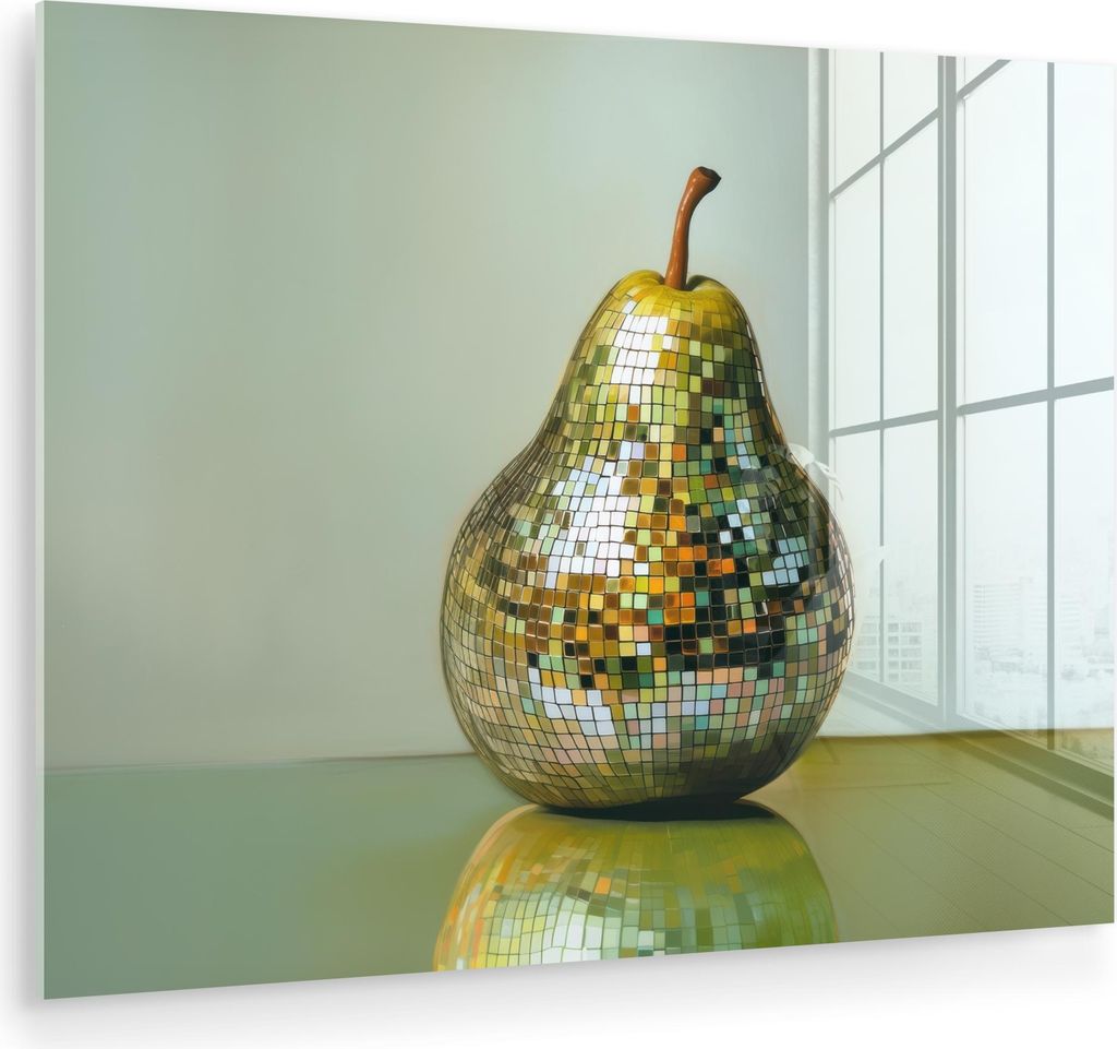 MuchoWow Glasbilder - Bilder auf Wandbild - Foto auf Glas Obst - Disco - Kunst - Glitzer 80x60 cm Wanddekoration aus Glas - Acrylglasbild - Acrylbi...