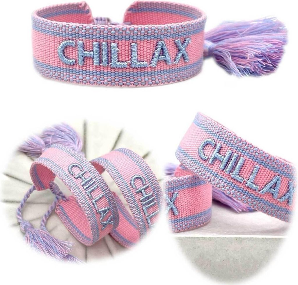 LS-LebenStil Canvas Statement Armband Chillax Rose Blau Produktbild 
