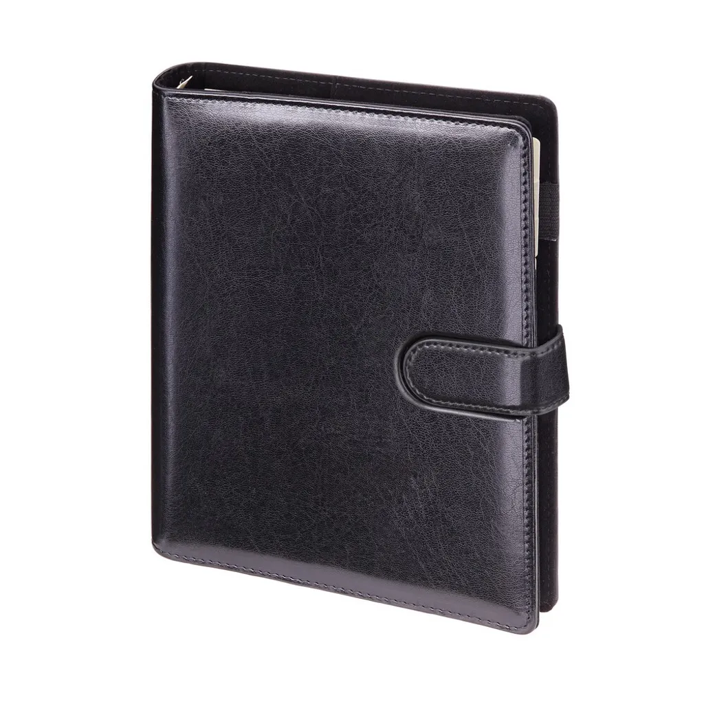 Grand Organiseur de bureau Genua noir 17x23 cm et calendrier rechargeable